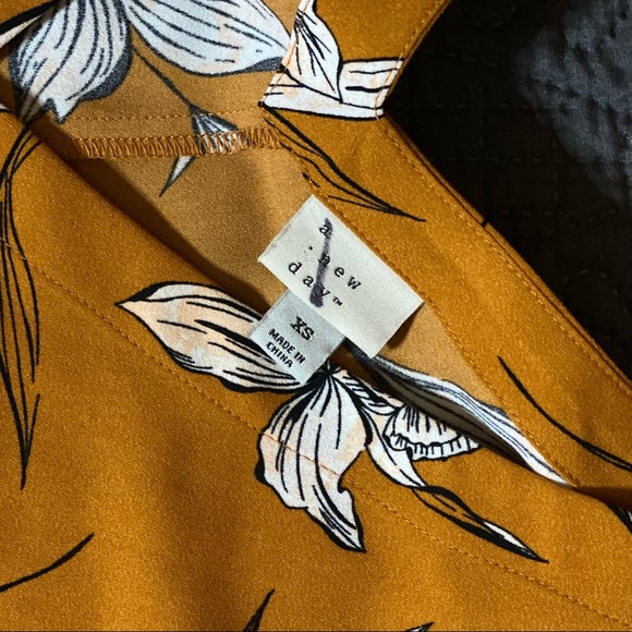 A New Day Floral Short Sleeve Shift Dress in Mustard Yellow - Picture 11 of 13